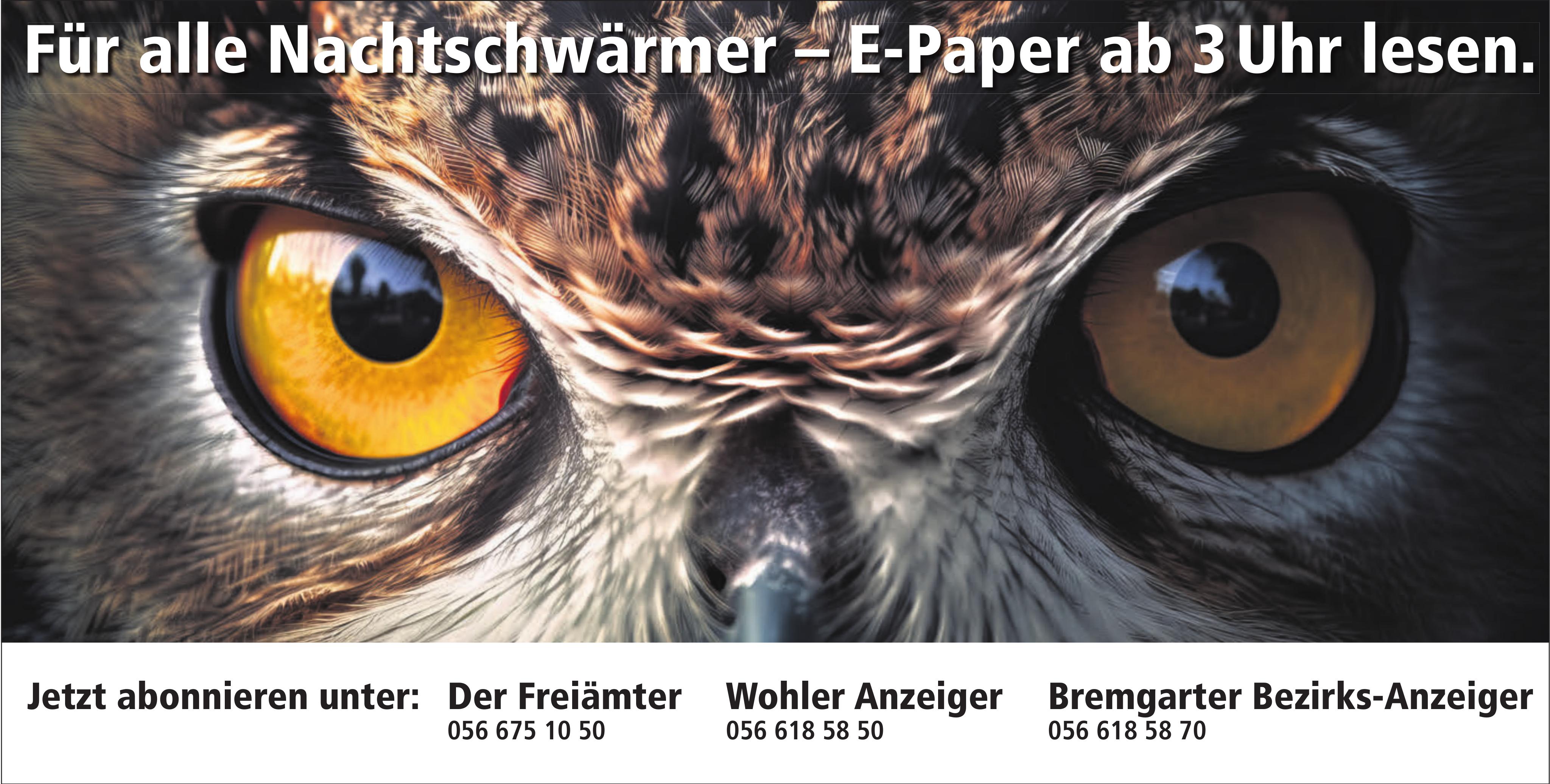 Der Freiämter / WA / BBA, Für alle Nachtschwärmer – E-Paper ab 3 Uhr lesen