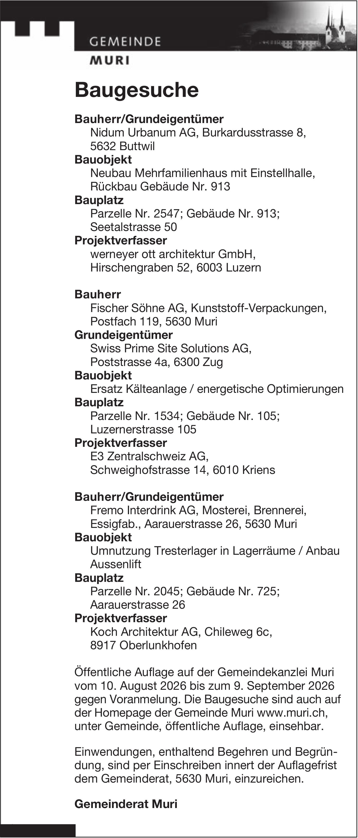 Baugesuche, Muri