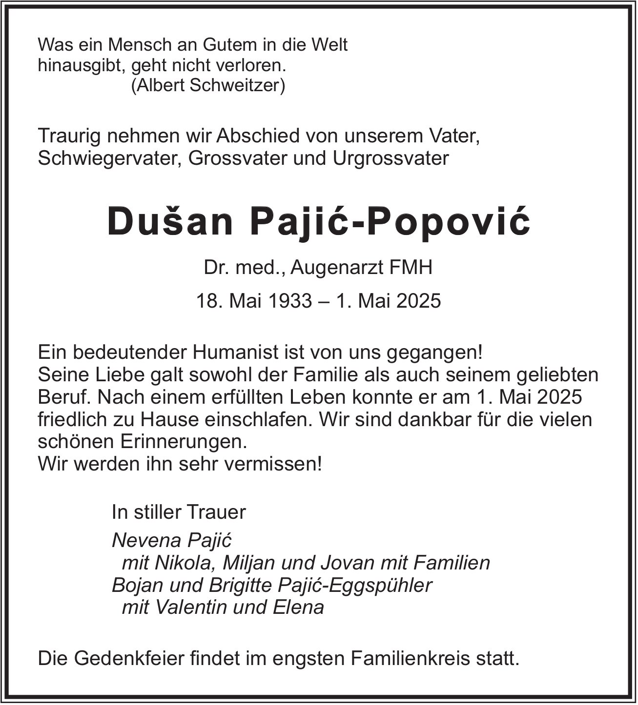 Pajić-Popović Dušan, Mai 2025 / TA