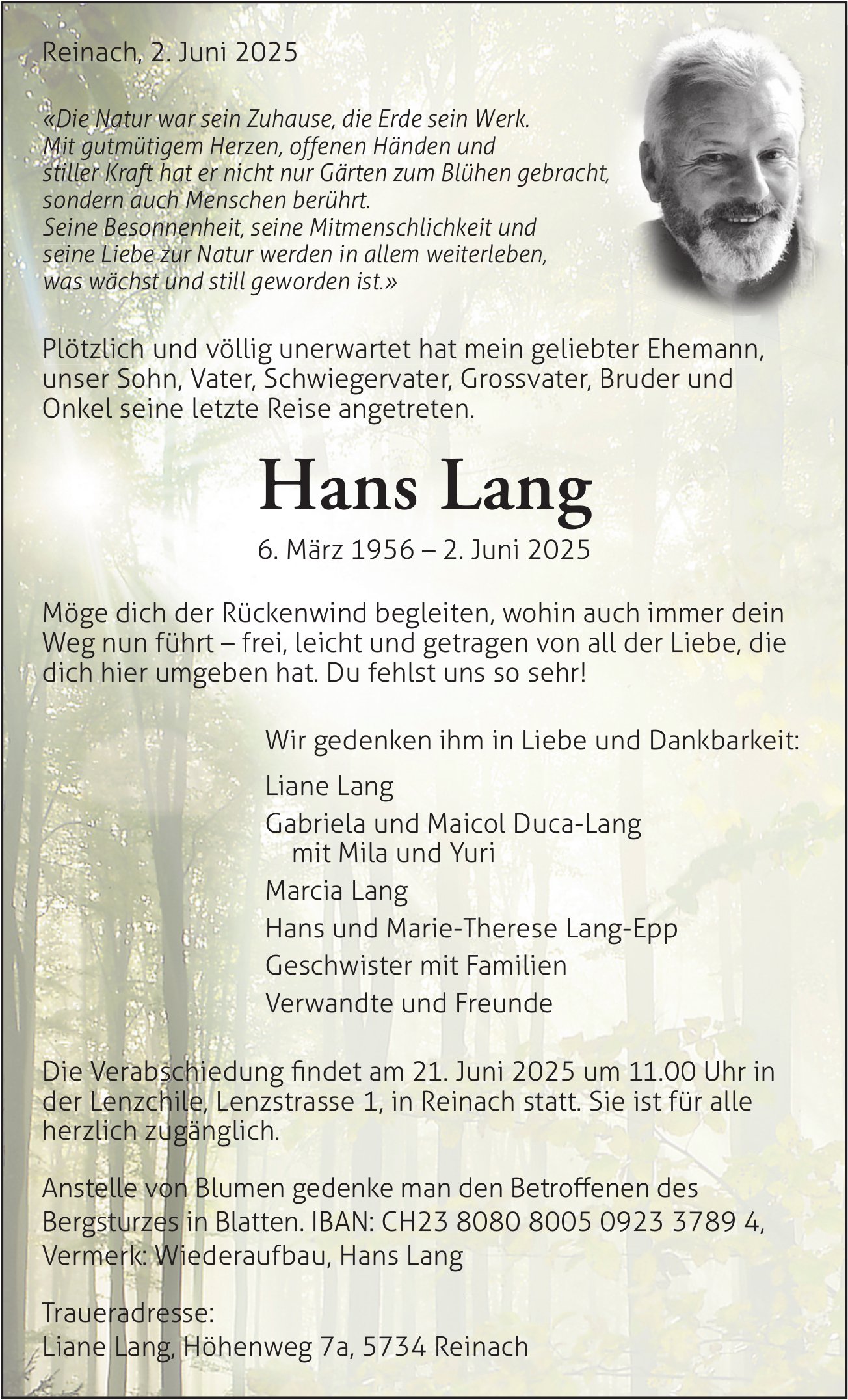 Lang Hans, Juni 2025 / TA