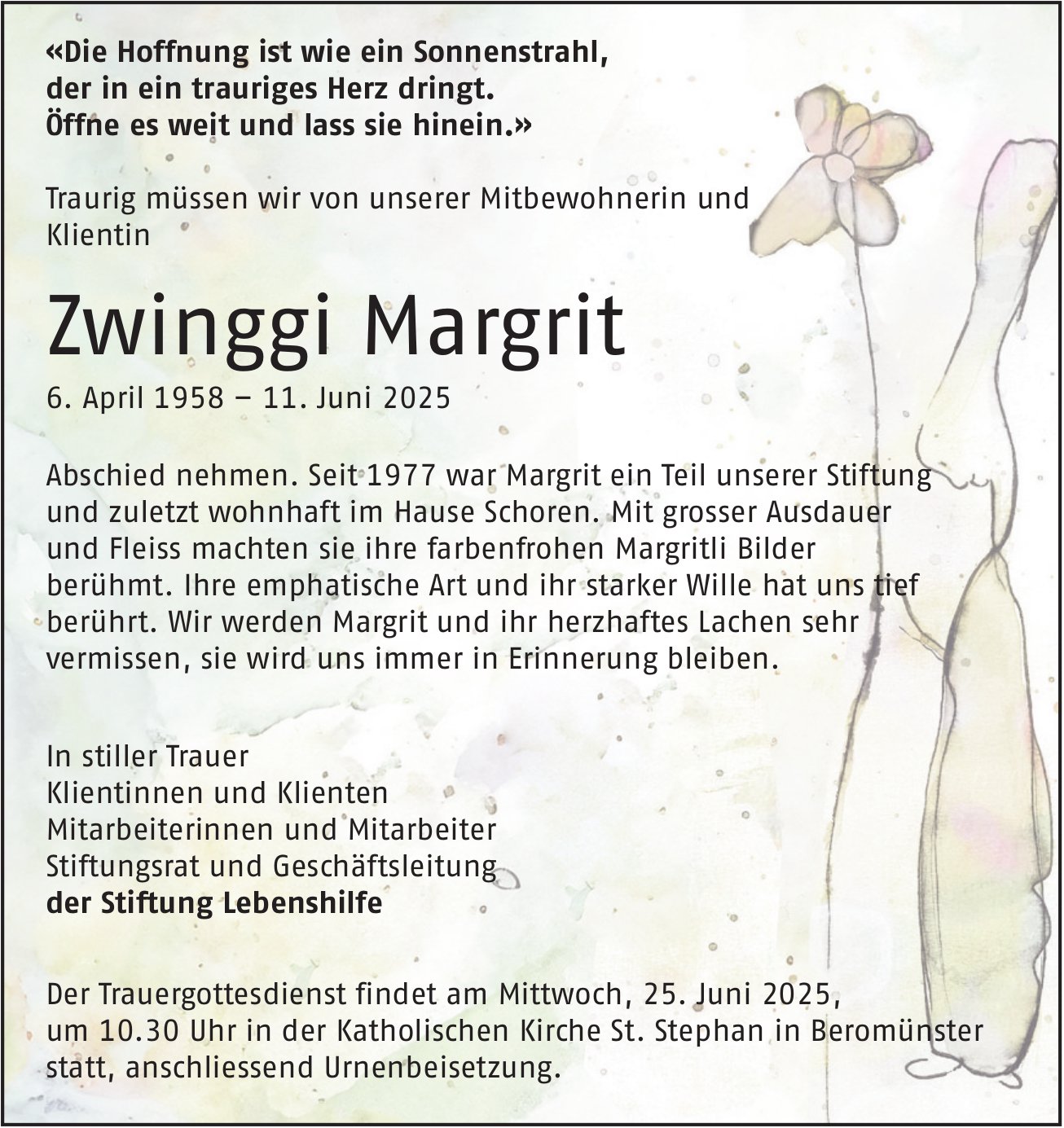 Zwinggi Margrit, Juni 2025 / TA