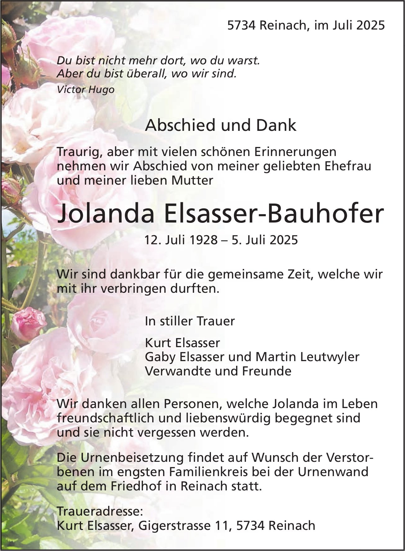 Elsasser-Bauhofer Jolanda, Juli 2025 / TA