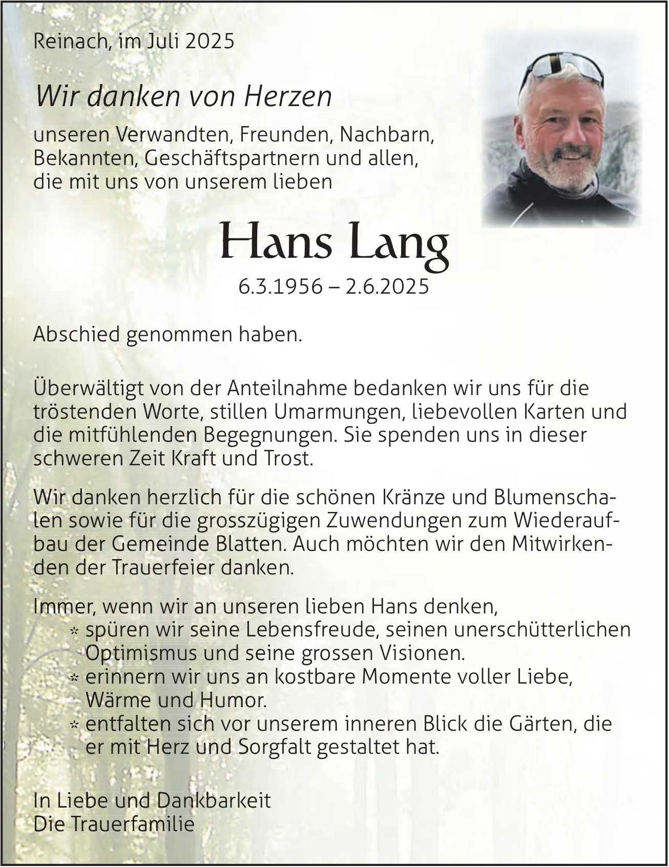 Lang Hans, im Juli 2025 / DS