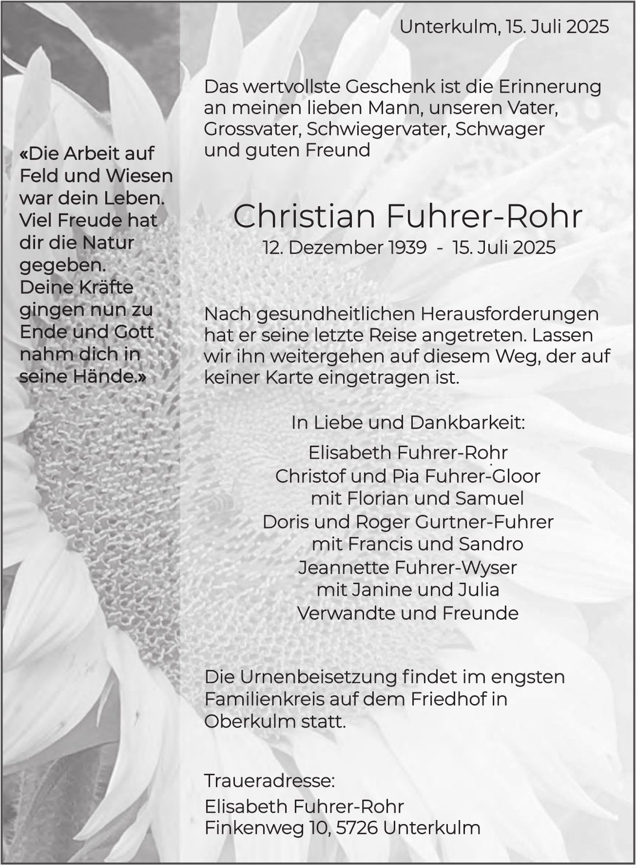 Fuhrer-Rohr Christian, Juli 2025 / TA