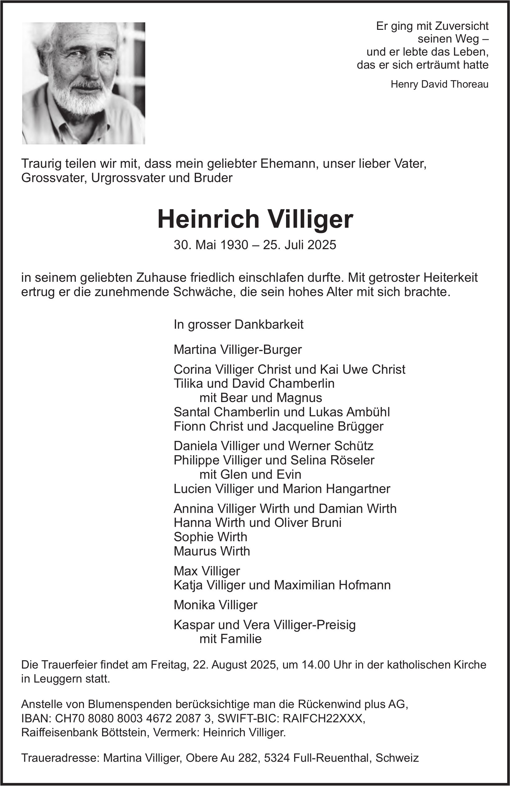Villiger Heinrich, Juli 2025 / TA
