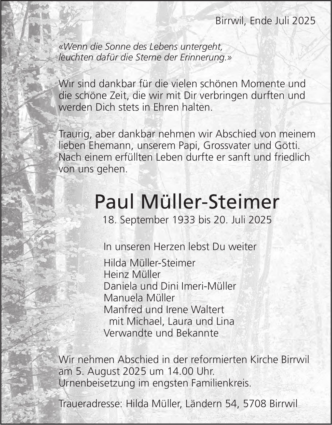 Müller-Steimer Paul, Juli 2025 / TA