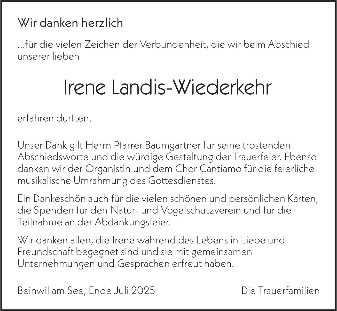 Landis-Wiederkehr Irene, im August 2025 / DS