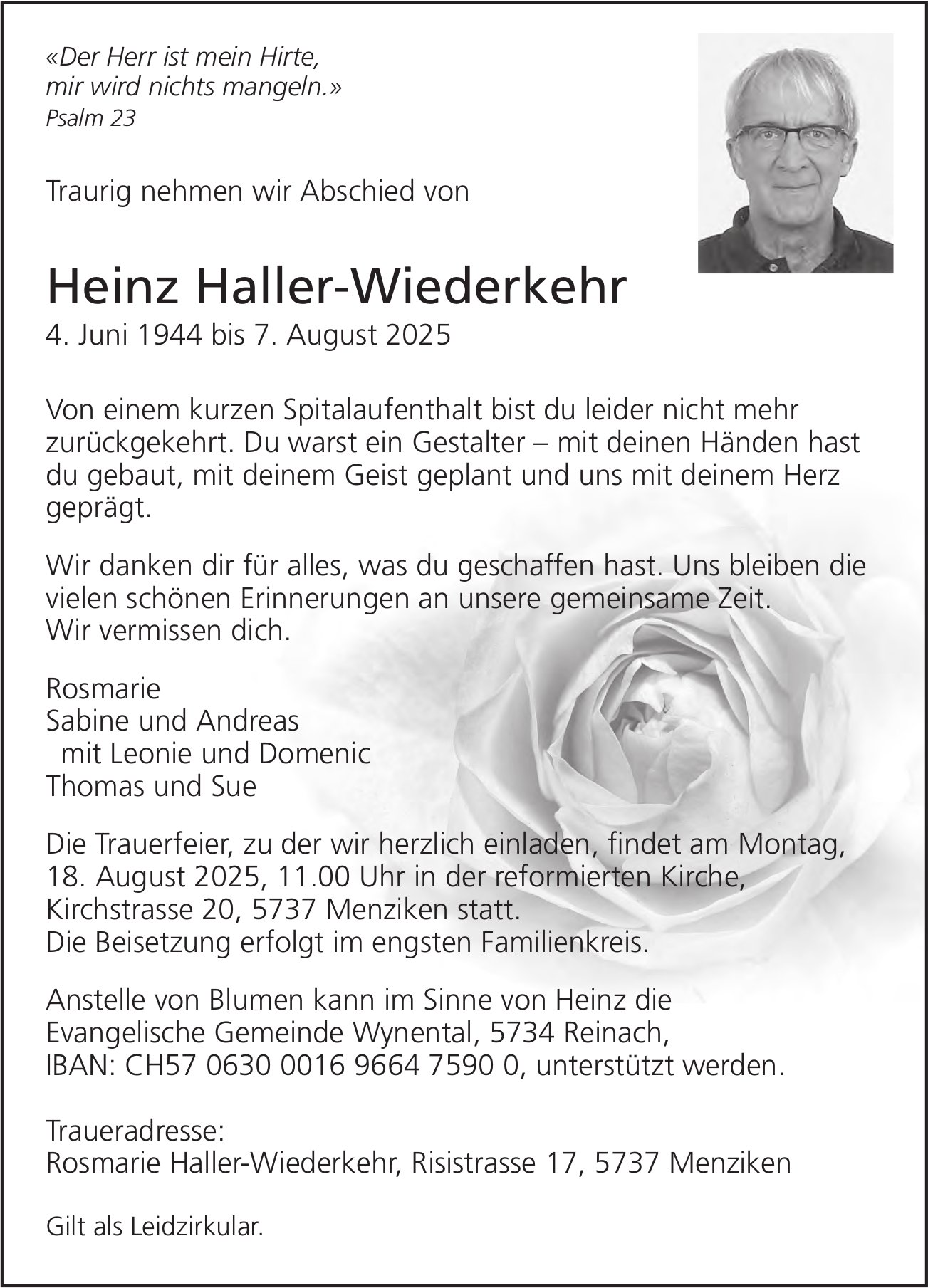 Haller-Wiederkehr Heinz, August 2025 / TA