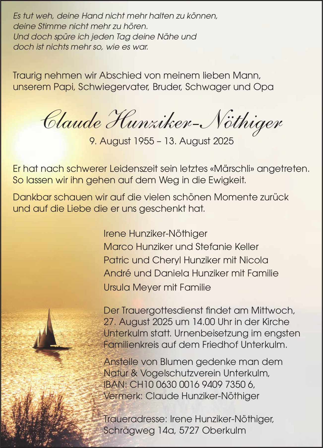 Hunziker-Nöthiger Claude, August 2025 / TA