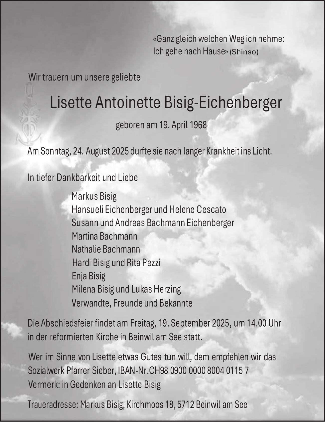 Bisig-Eichenberger Lisette Antoinette, August 2025 / TA