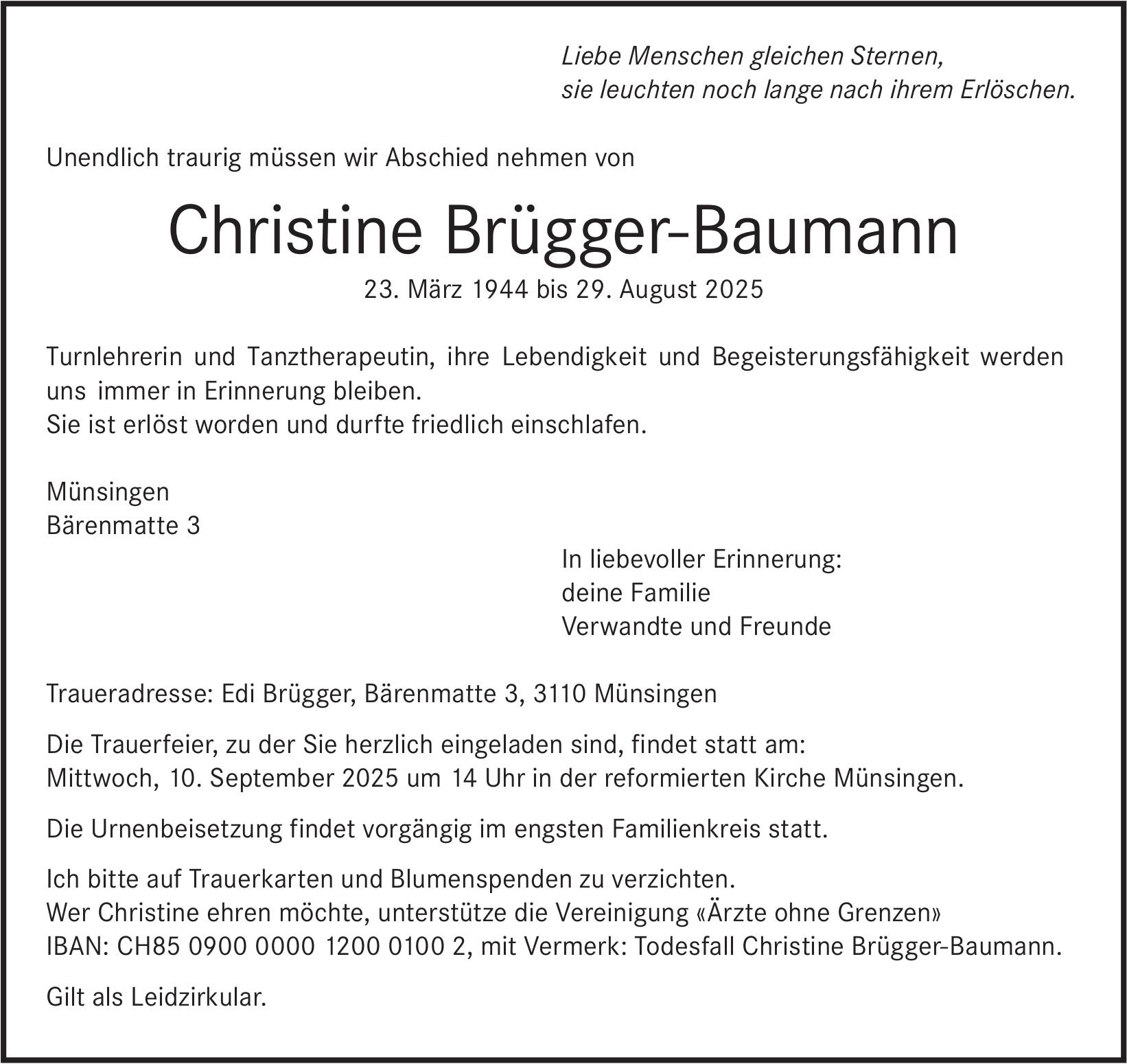Brügger-Baumann Christine, August 2025 / TA