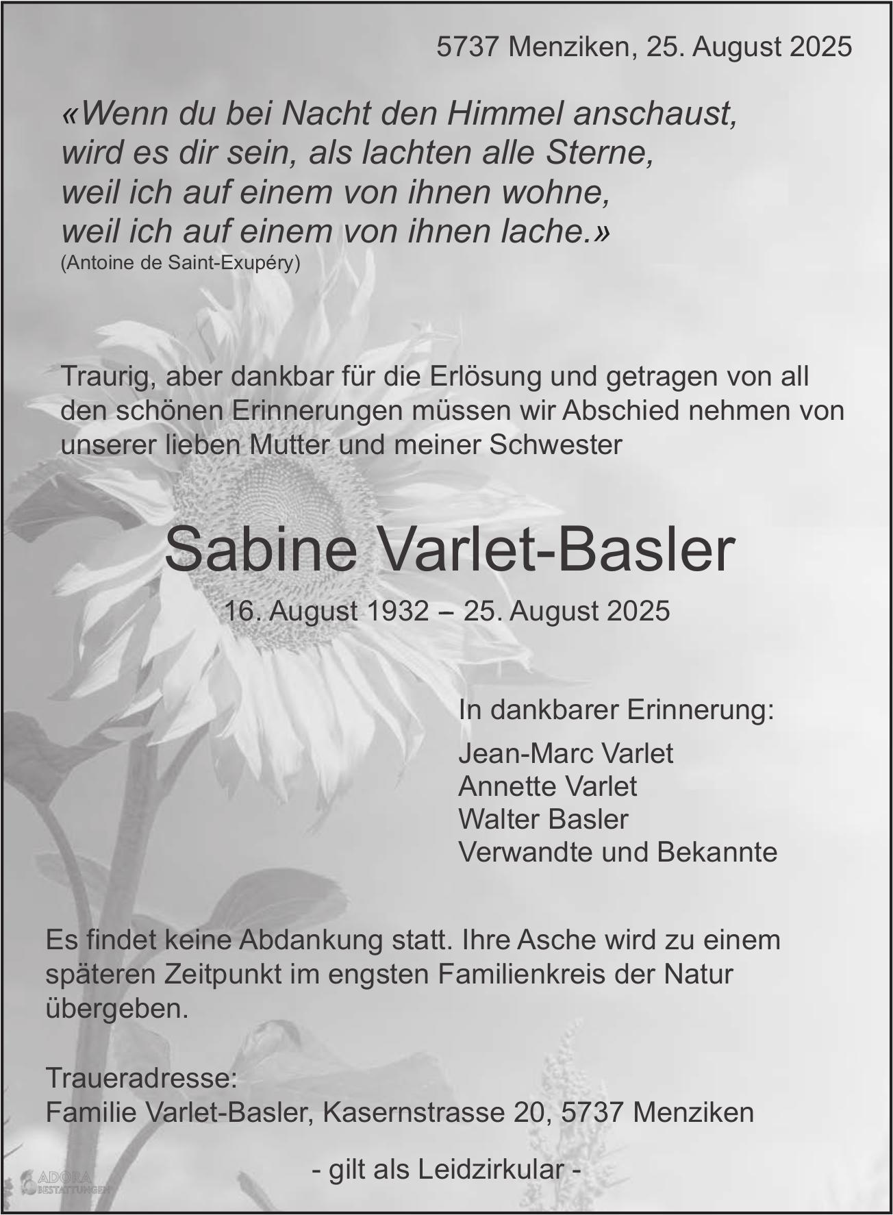 Varlet-Basler Sabine, August 2025 / TA