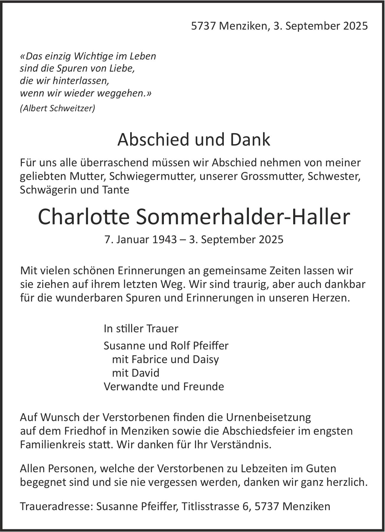Sommerhalder-Haller Charlotte, September 2025 / TA