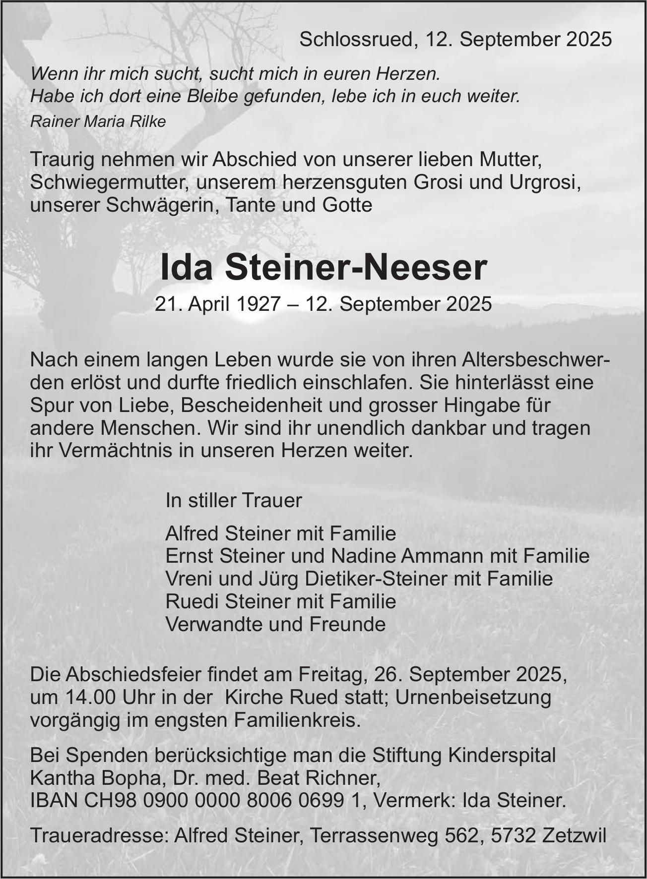 Steiner-Neeser Ida, September 2025 / TA