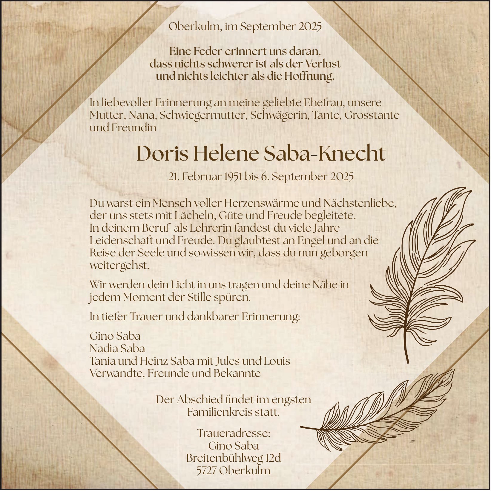 Saba-Knecht Doris Helene, September 2025 / TA