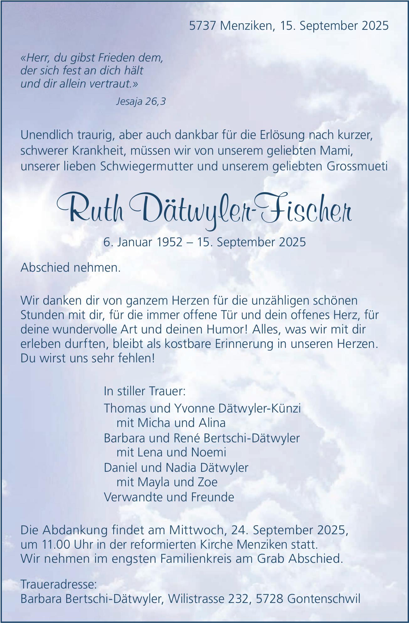 Dätwyler-Fischer Ruth, September 2025 / TA