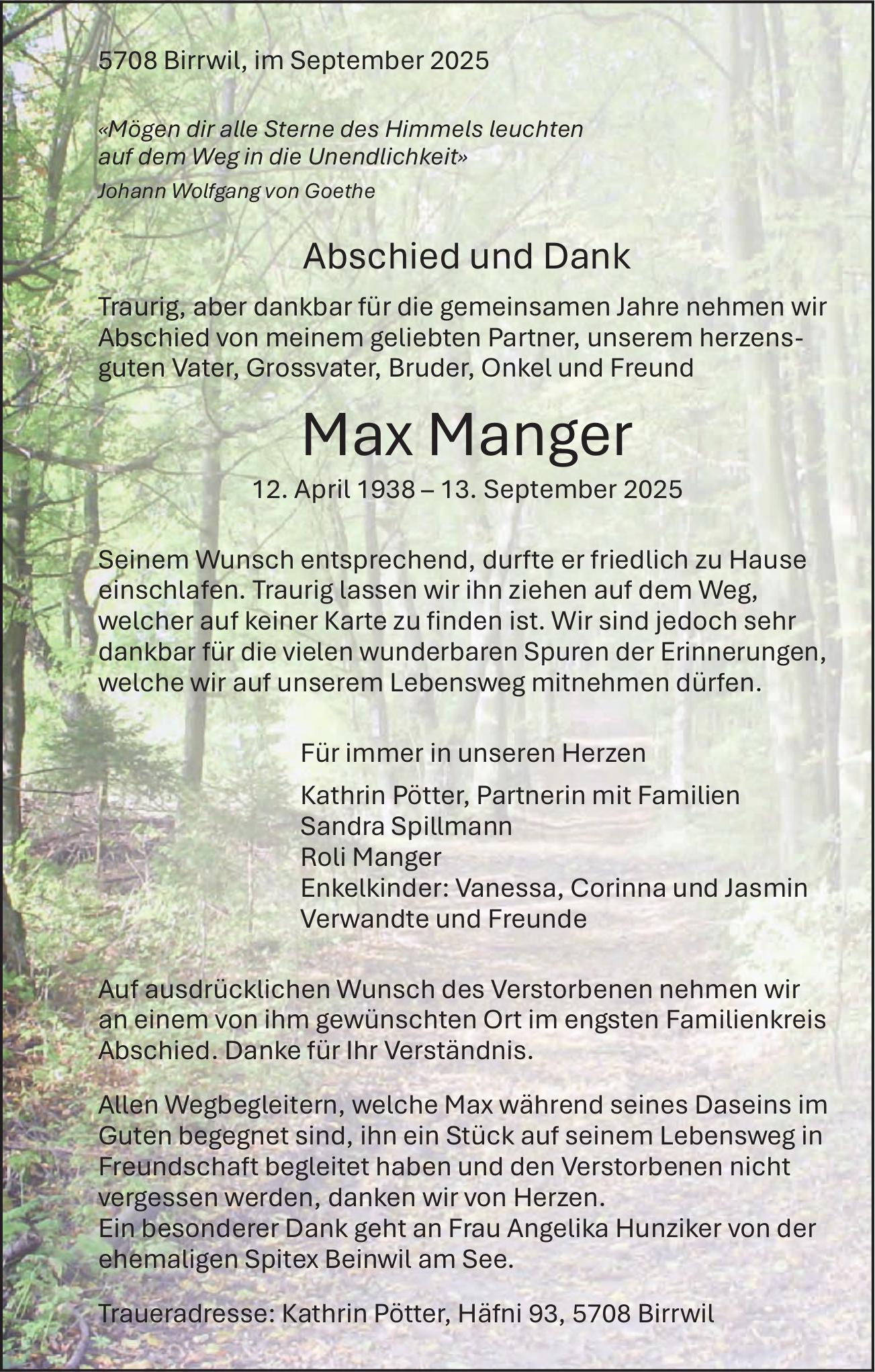 Manger Max, September 2025 / TA