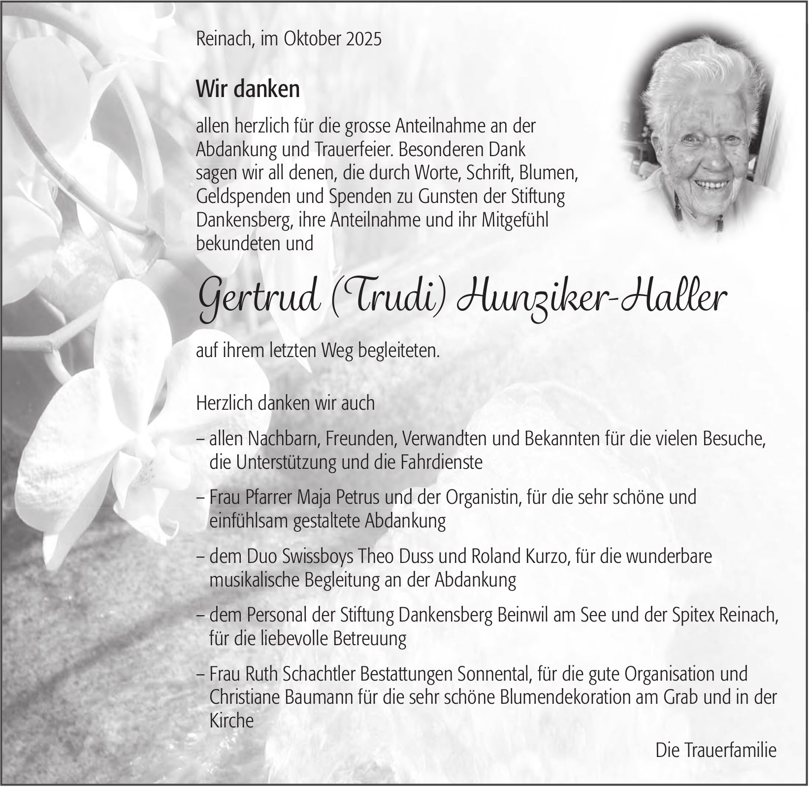 Hunziker-Haller, Gertrud (Trudi), im Oktober 2025 / DS