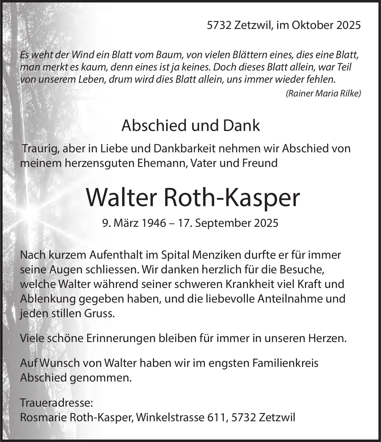 Roth-Kasper Walter, September 2025 / TA