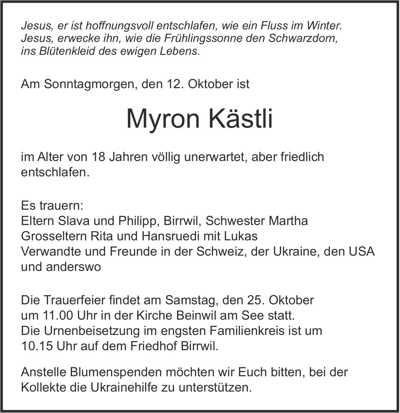 Kästli Myron , Oktober 2023 / TA