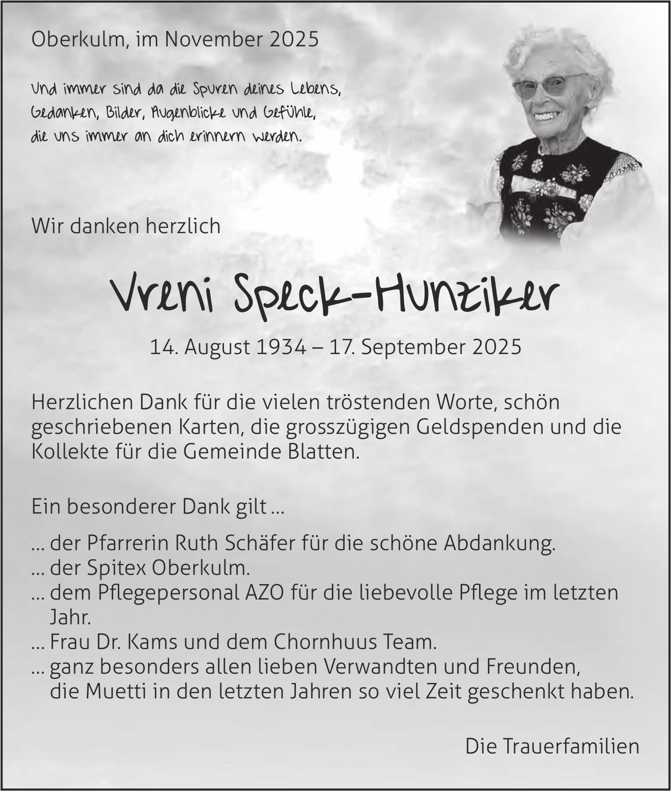 Speck-Hunziker Vreni, im November 2025 / DS
