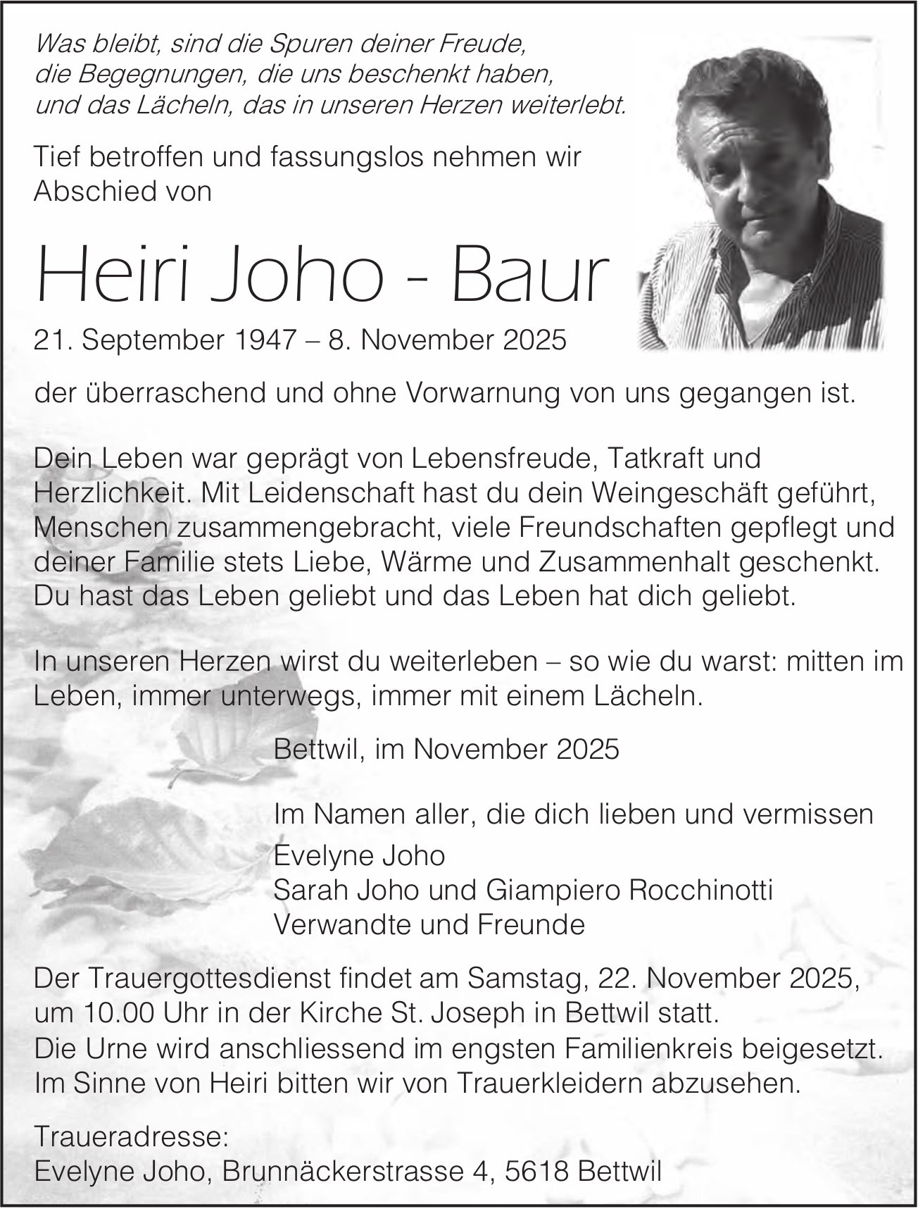 Joho - Baur Heiri, November 2025 / TA