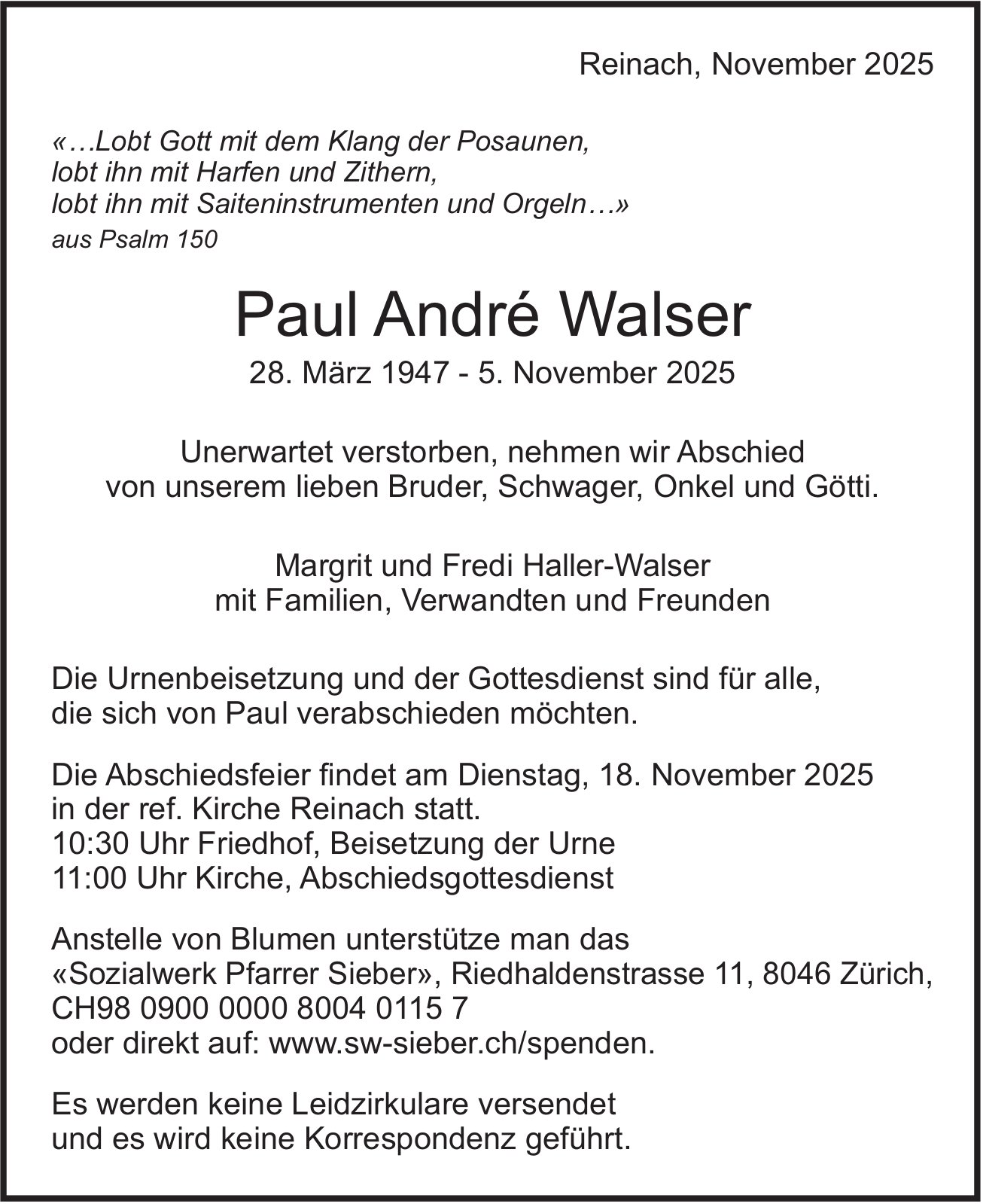 Walser Paul André, November 2025 / TA