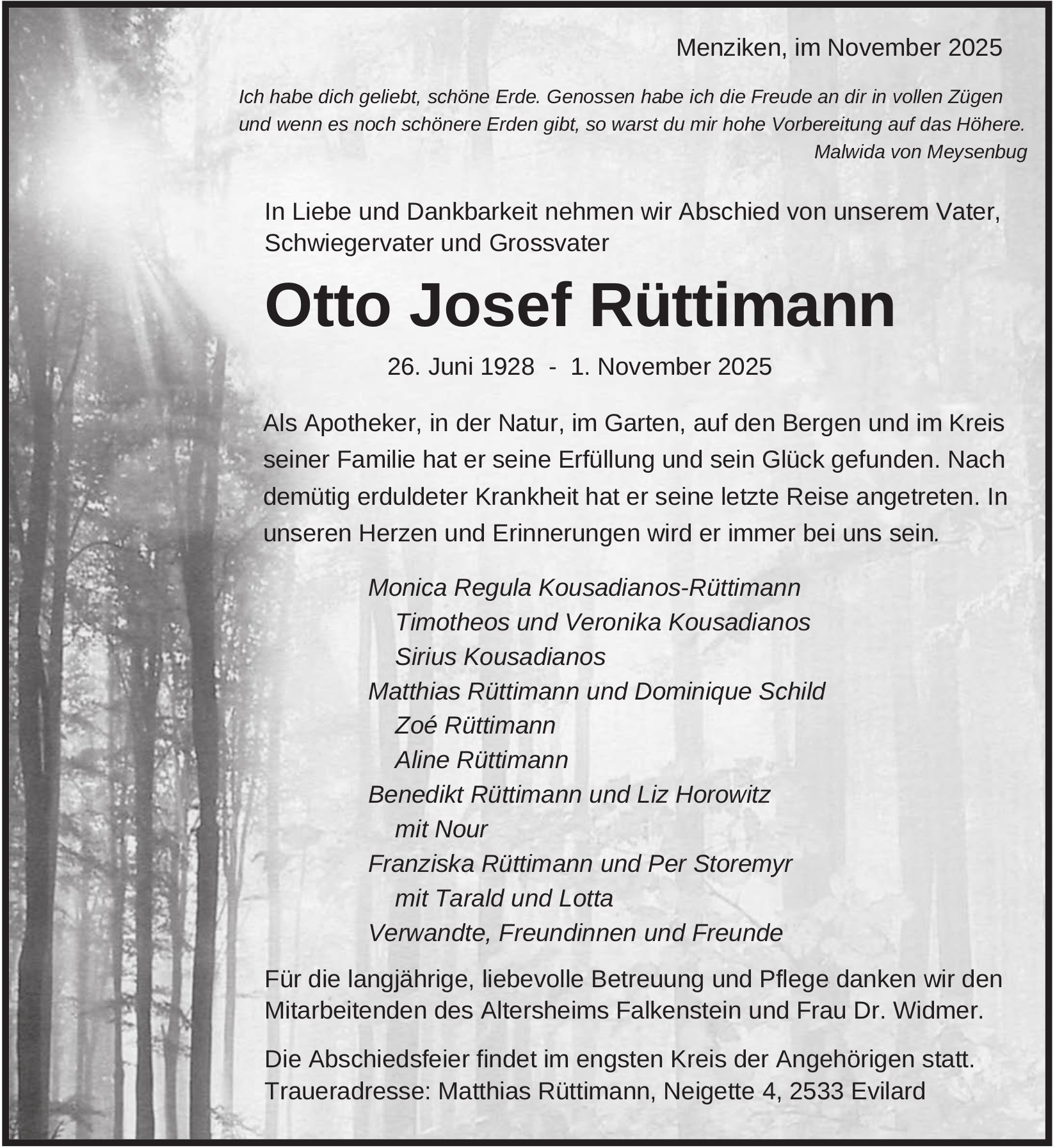 Rüttimann Otto Josef, November 2025 / TA