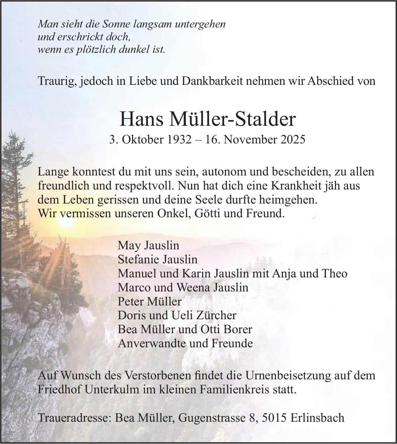 Stalder Müller Hans, November 2025 / TA