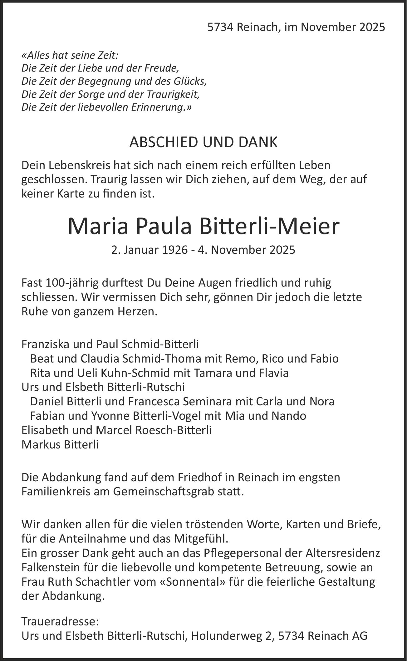 Bitterli Meier Maria Paula, November 2025 / TA