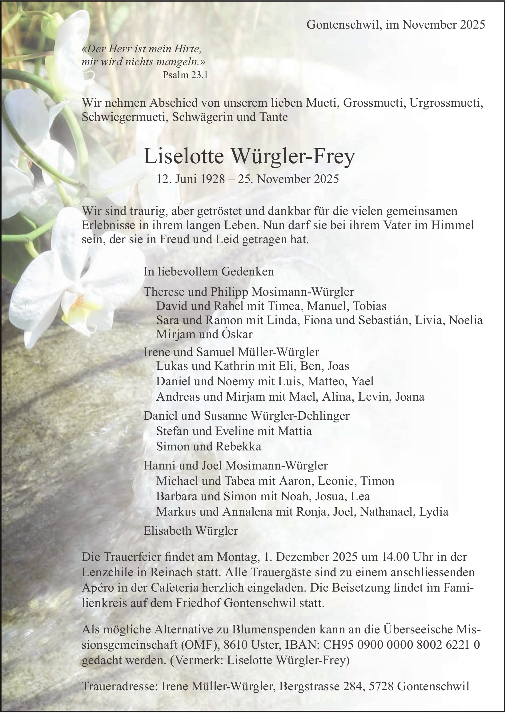 Würgler-Frey Liselotte, November 2025 / TA