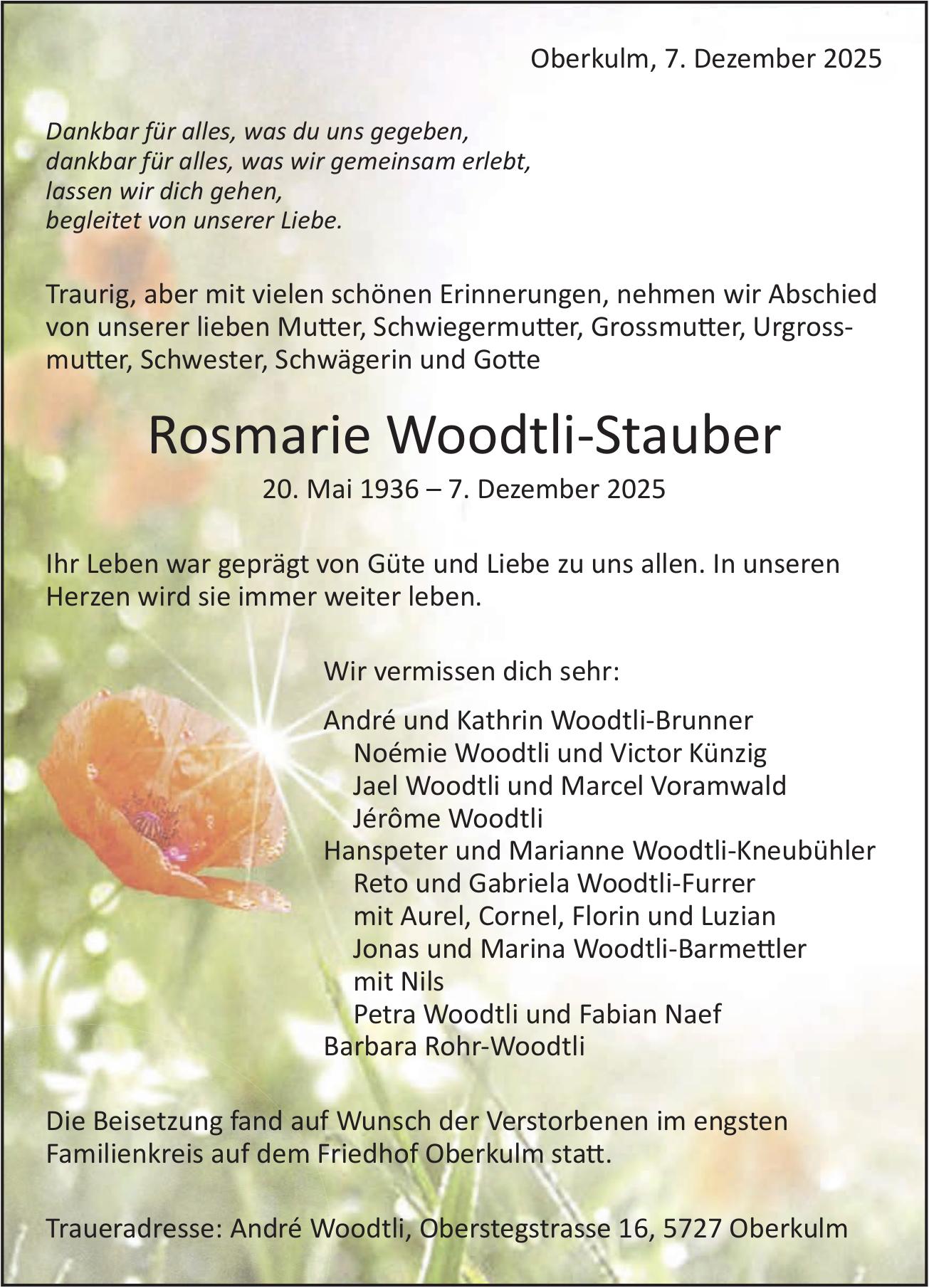 Woodtli-Stauber Rosmarie, Dezember 2007 / TA
