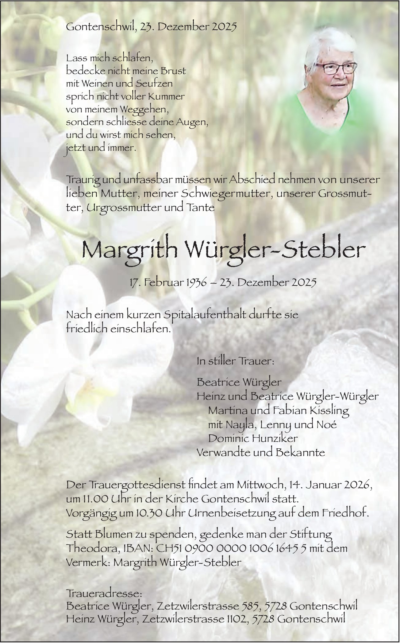 Würgler-Stebler Margrith, Dezember 2025 / TA