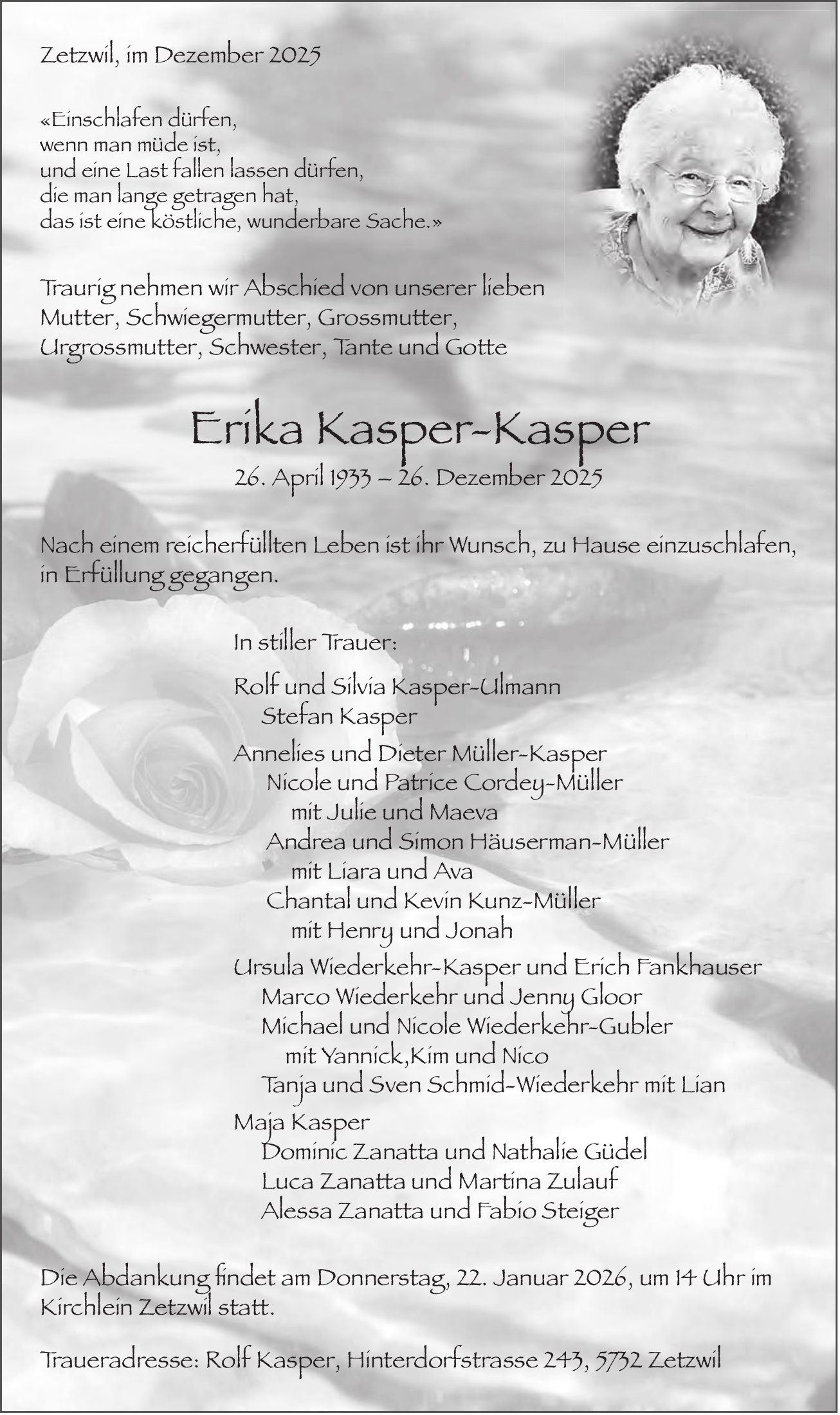 Kasper-Kasper Erika, Dezember 2025 / TA