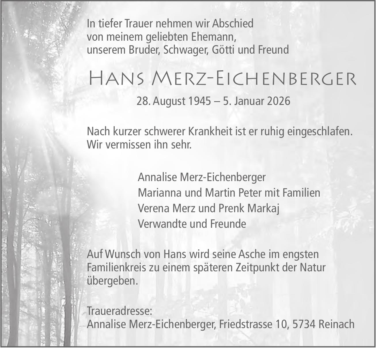 Merz-Eichenberger Hans, Januar 2026 / TA