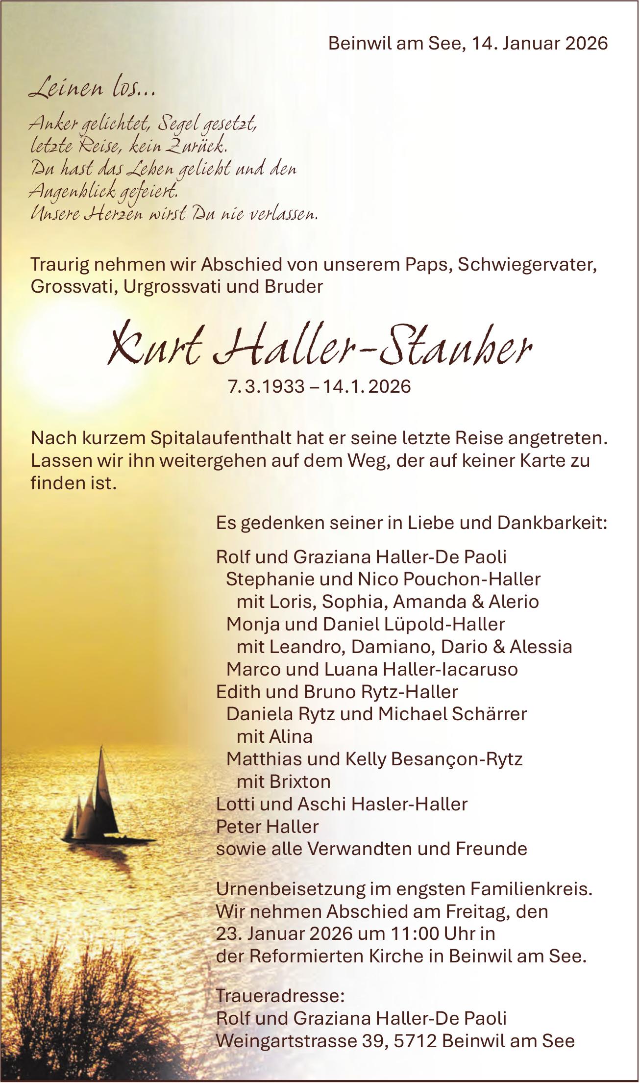 Haller-Stanher Kurt, Januar 2026 / TA