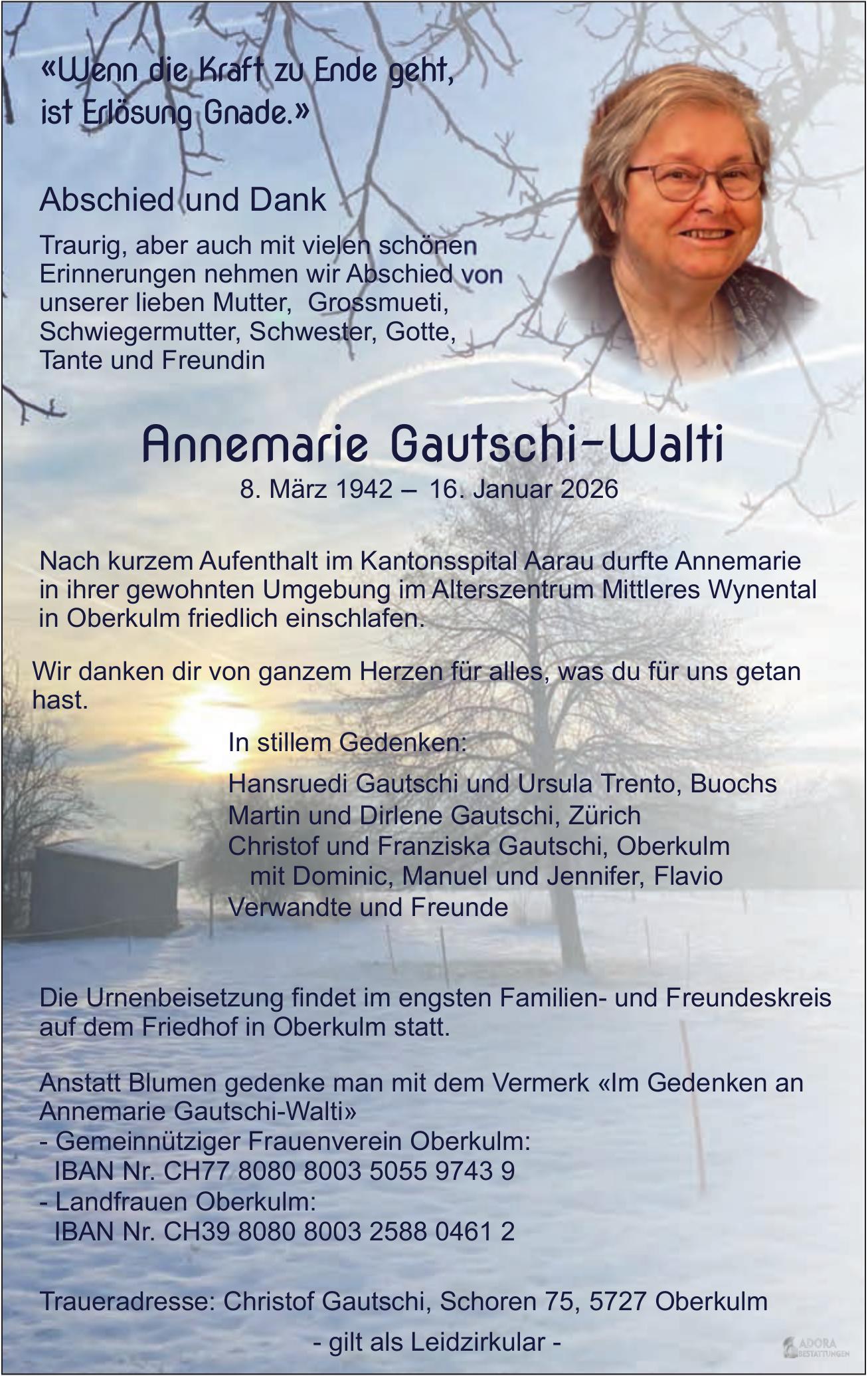Gautschi-Walti Annemarie, Januar 2026 / TA