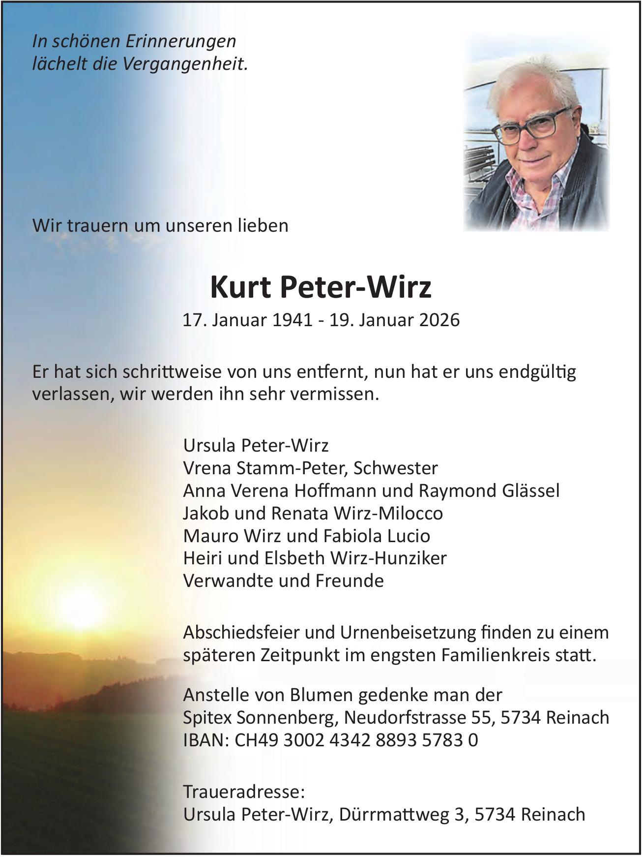 Peter‐Wirz Kurt, Januar 2026 / TA