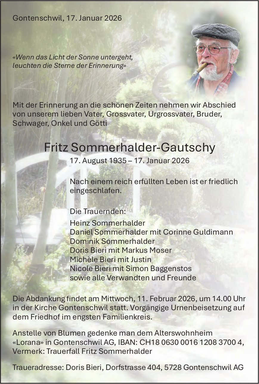 Sommerhalder-Gautschy Fritz, Januar 2026 / TA