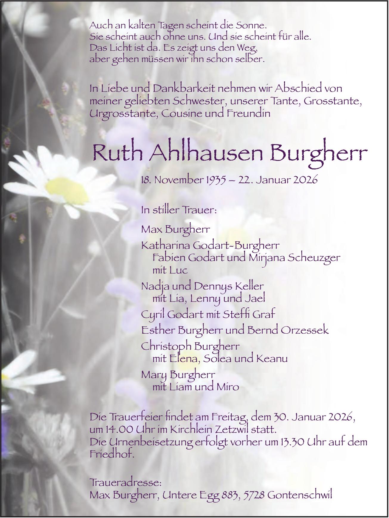 Burgherr Ahlhausen Ruth, Januar 2026 / TA