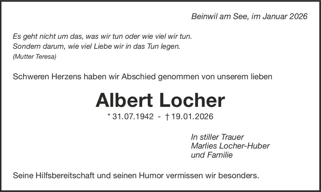 Locher Albert, Januar 2026 / TA