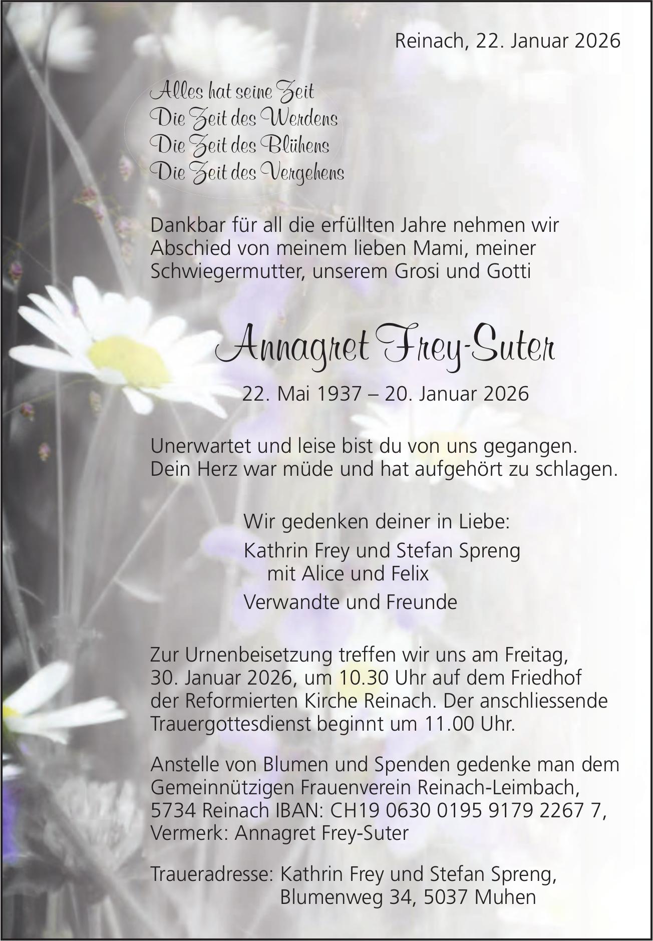Frey-Suter Annagret, Januar 2026 / TA