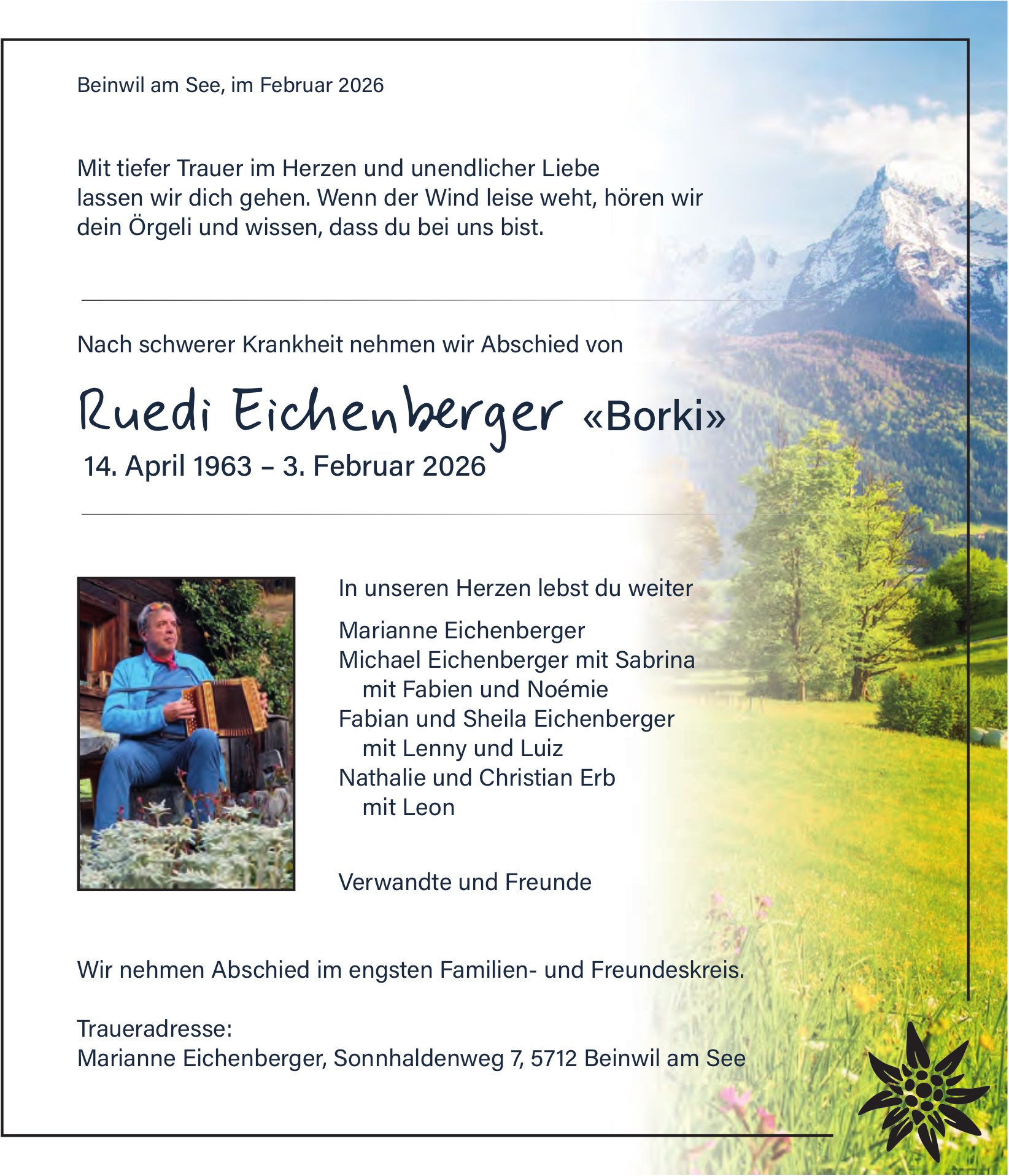 Eichenberger Ruedi «Borki», Februar 2026 / TA