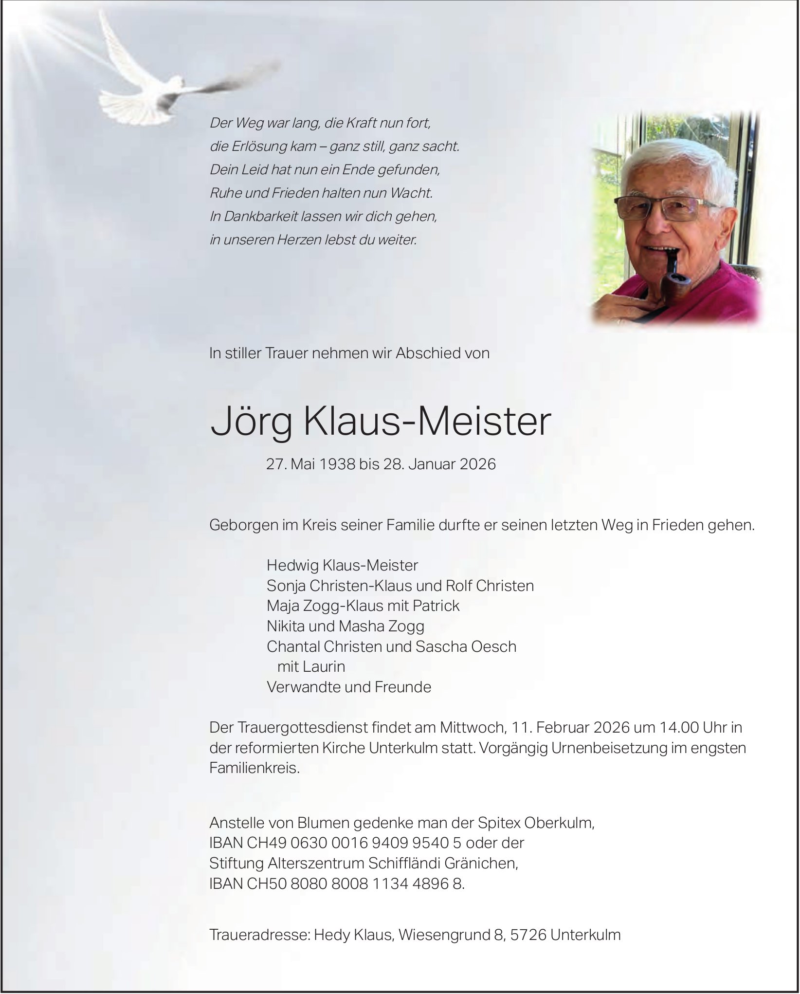 Klaus-Meister Jörg, Januar 2026 / TA