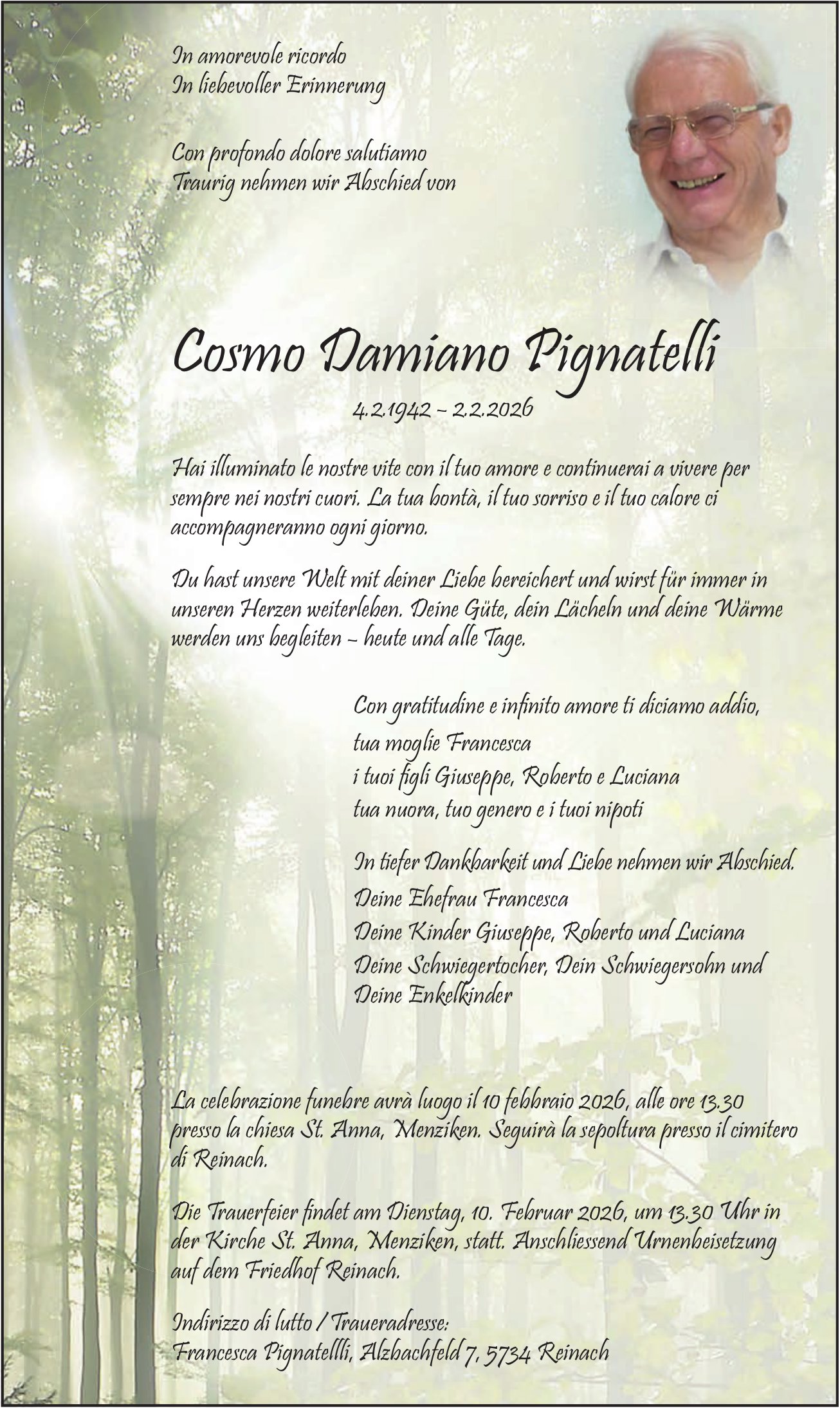 Pignatelli Cosmo Damiano, Februar 2026 / TA