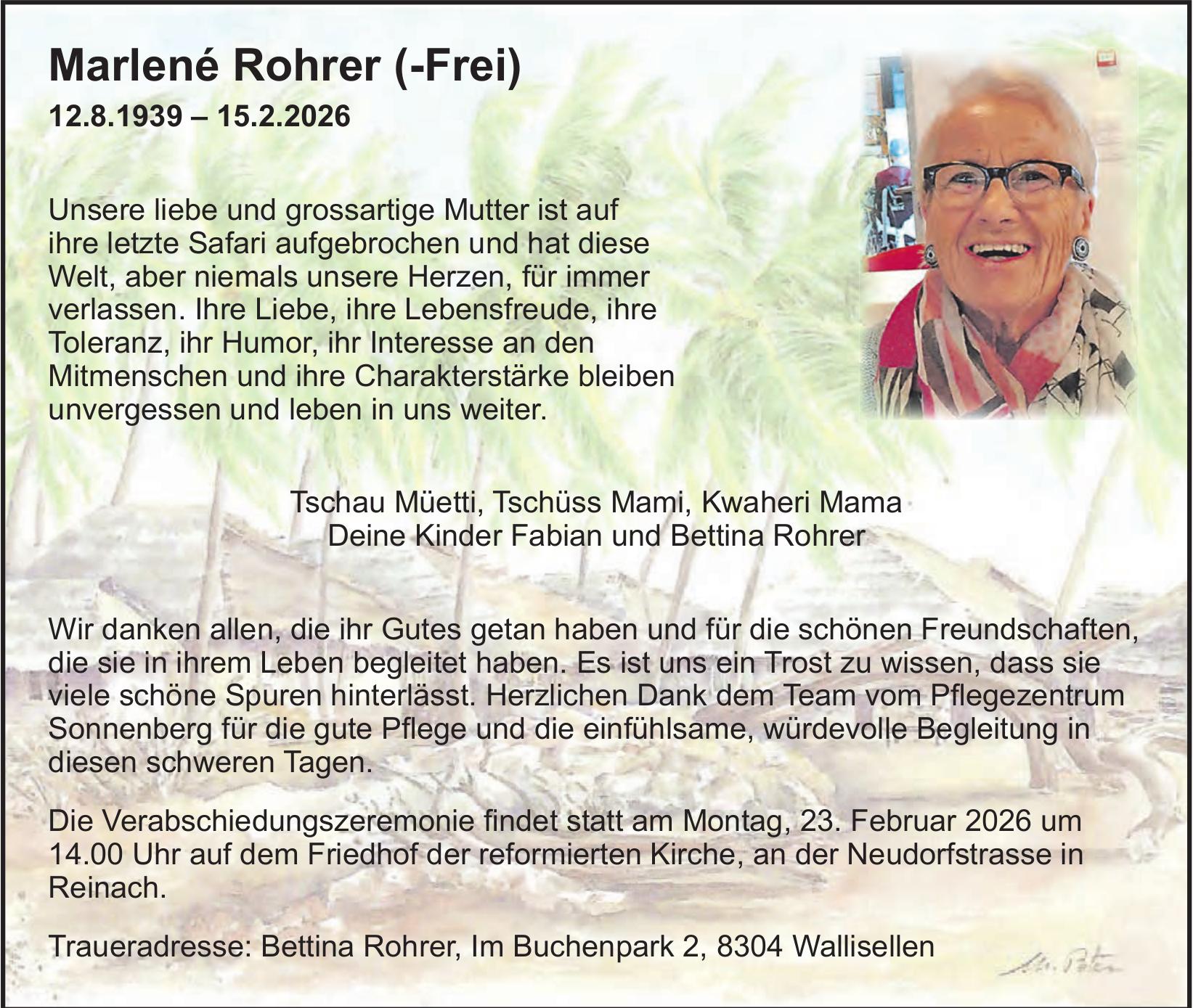 Rohrer Marlené, Februar 2026 / TA