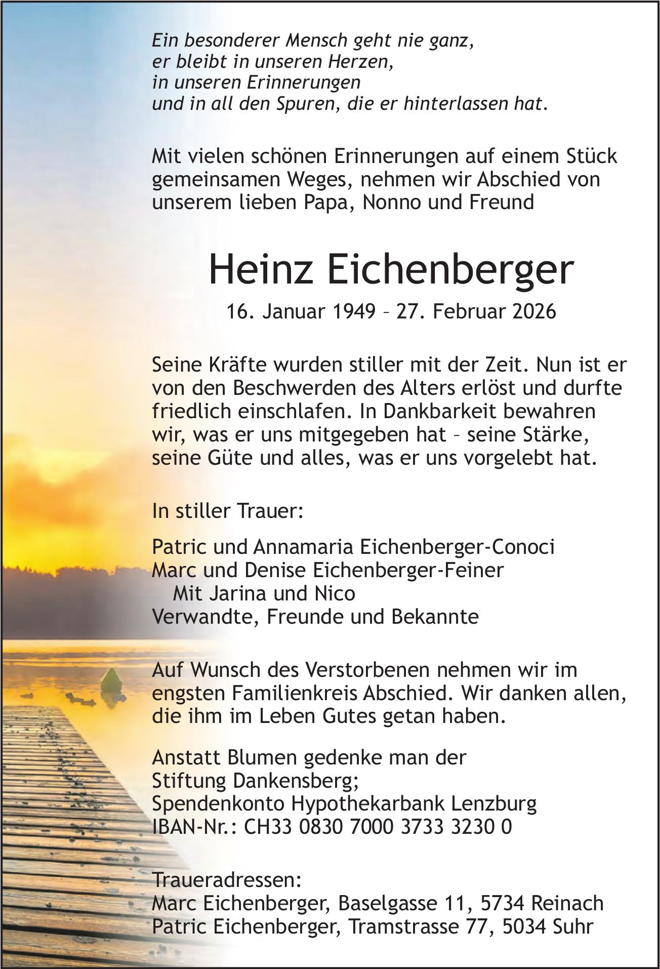 Eichenberger Heinz, Februar 2026 / TA
