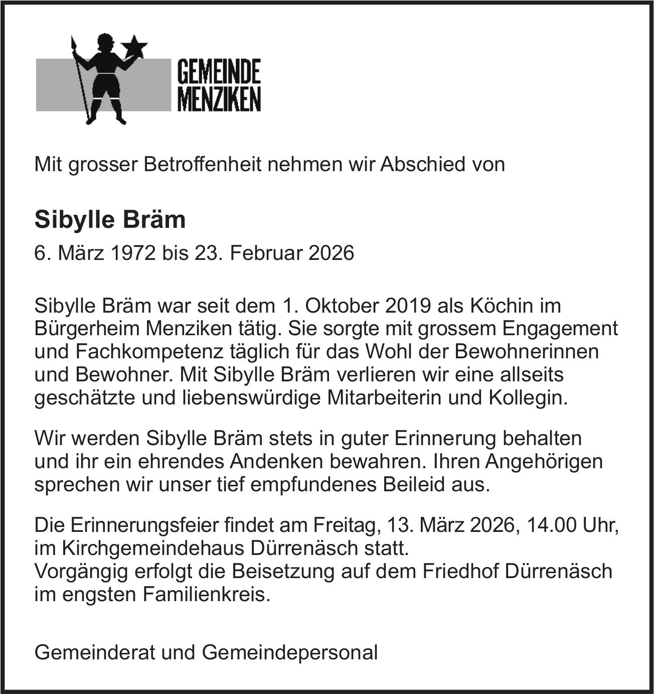 Bräm Sibylle, Februar 2026 / TA