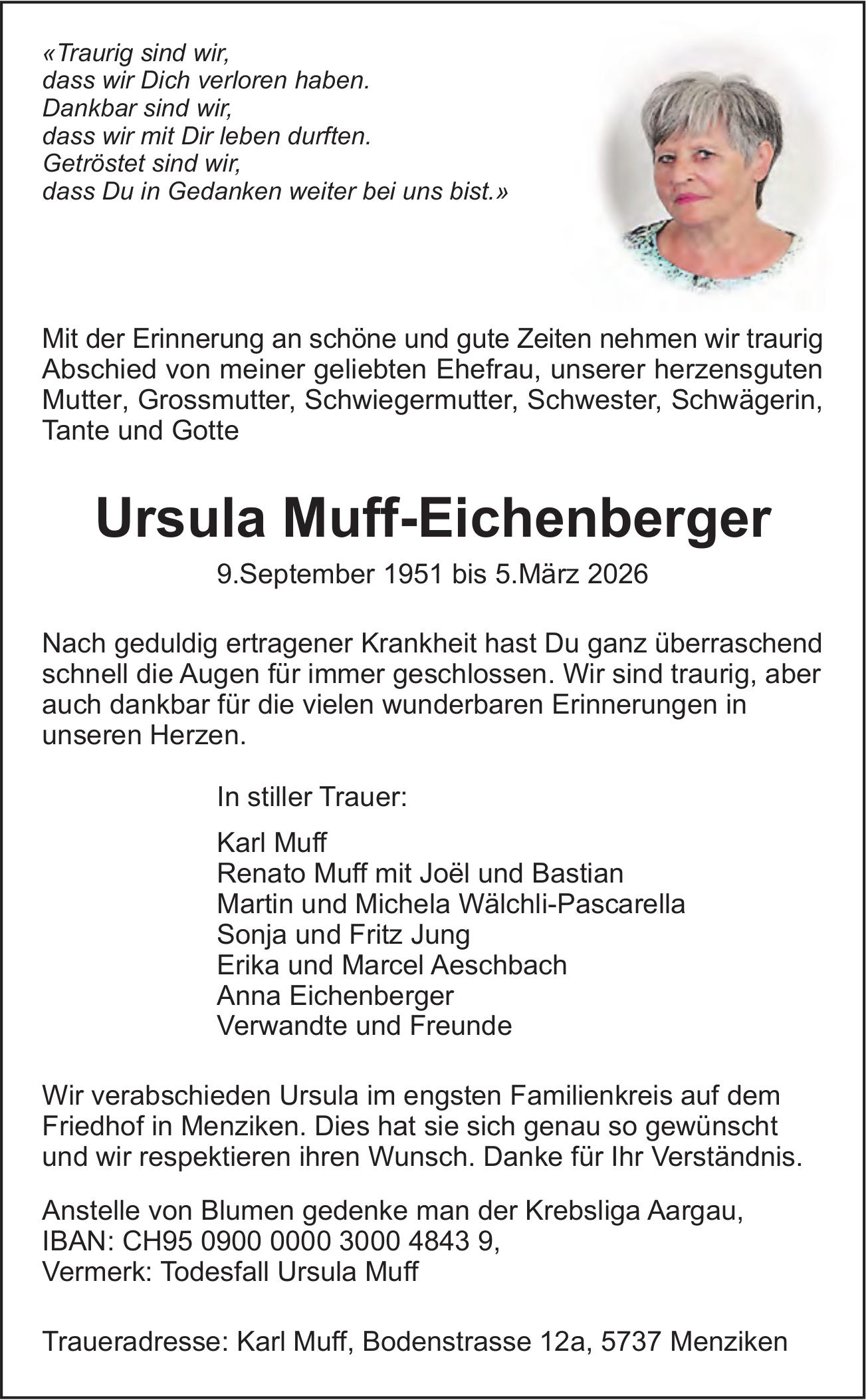 Muff-Eichenberger Ursula, März 2026 / TA