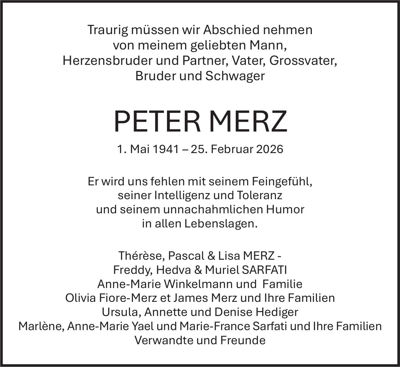 Merz Peter, Februar 2026 / TA